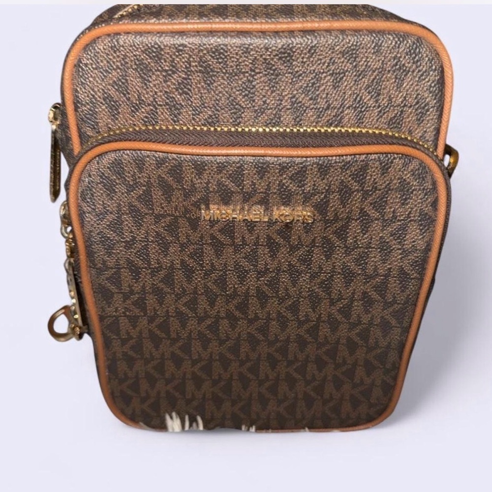 Michael Kors Monogram Brown Jet Setter Crossbody Bag
